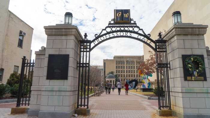 The Midcampus Walk on Foggy Bottom, through Professor's Gate